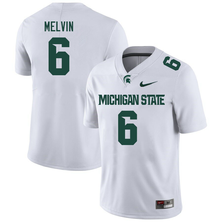 Men #6 Semar Melvin Michigan State Spartans College Football Jerseys Stitched-White